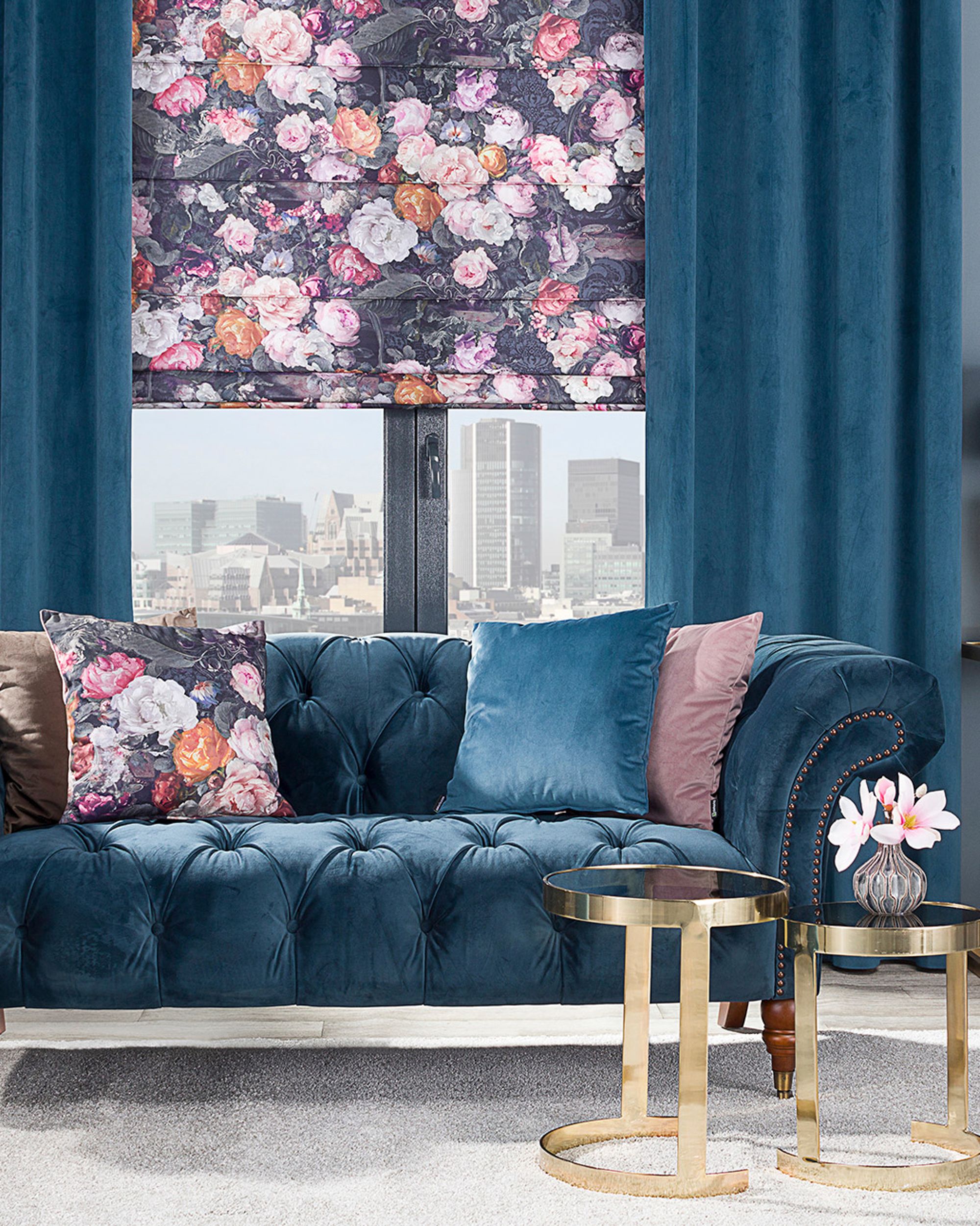 Chesterfield Glamour Velvet éjfekete 2 személyes kanapé (hover)