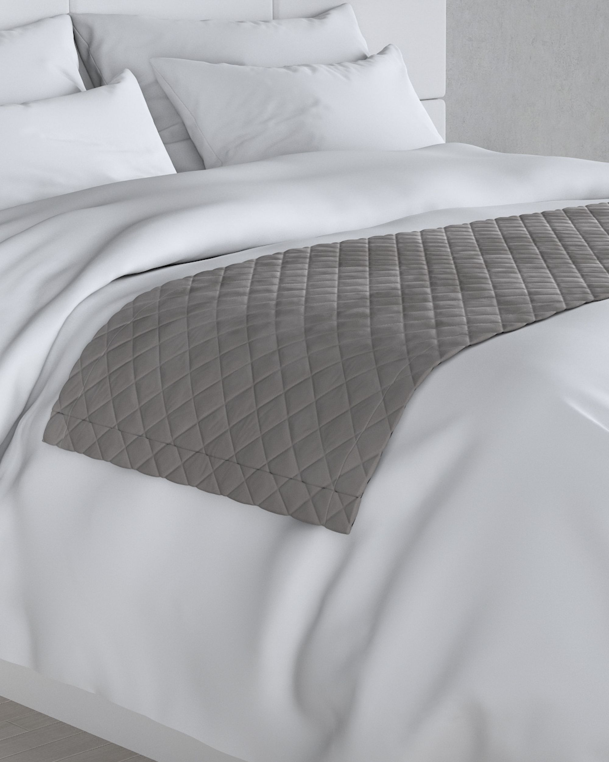Bársony futó ágytakaró hotel 60x200cm termék színe szürke szövet fényes, welwet