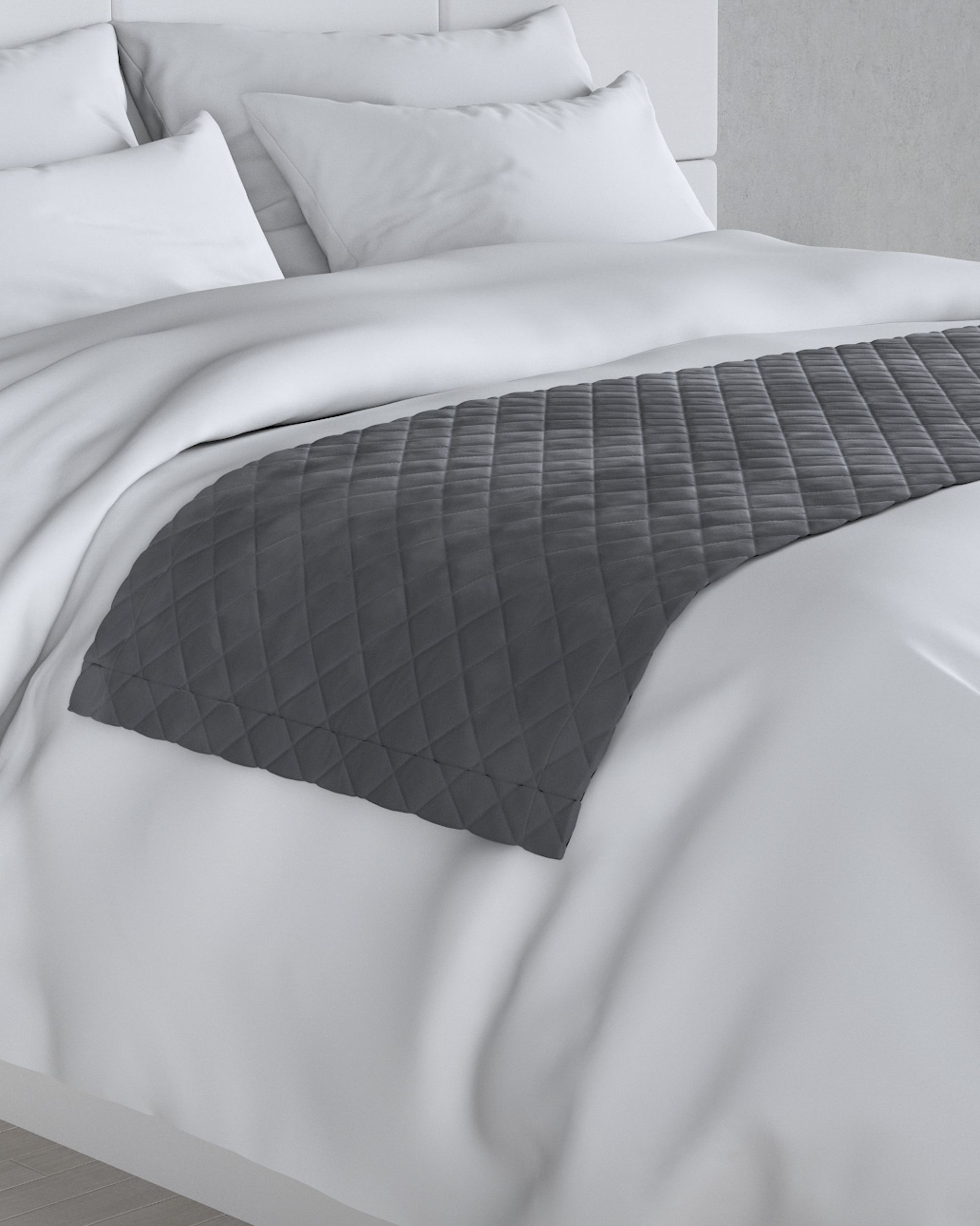 Bársony futó ágytakaró hotel 60x200cm termék színe szürke szövet fényes, welwet