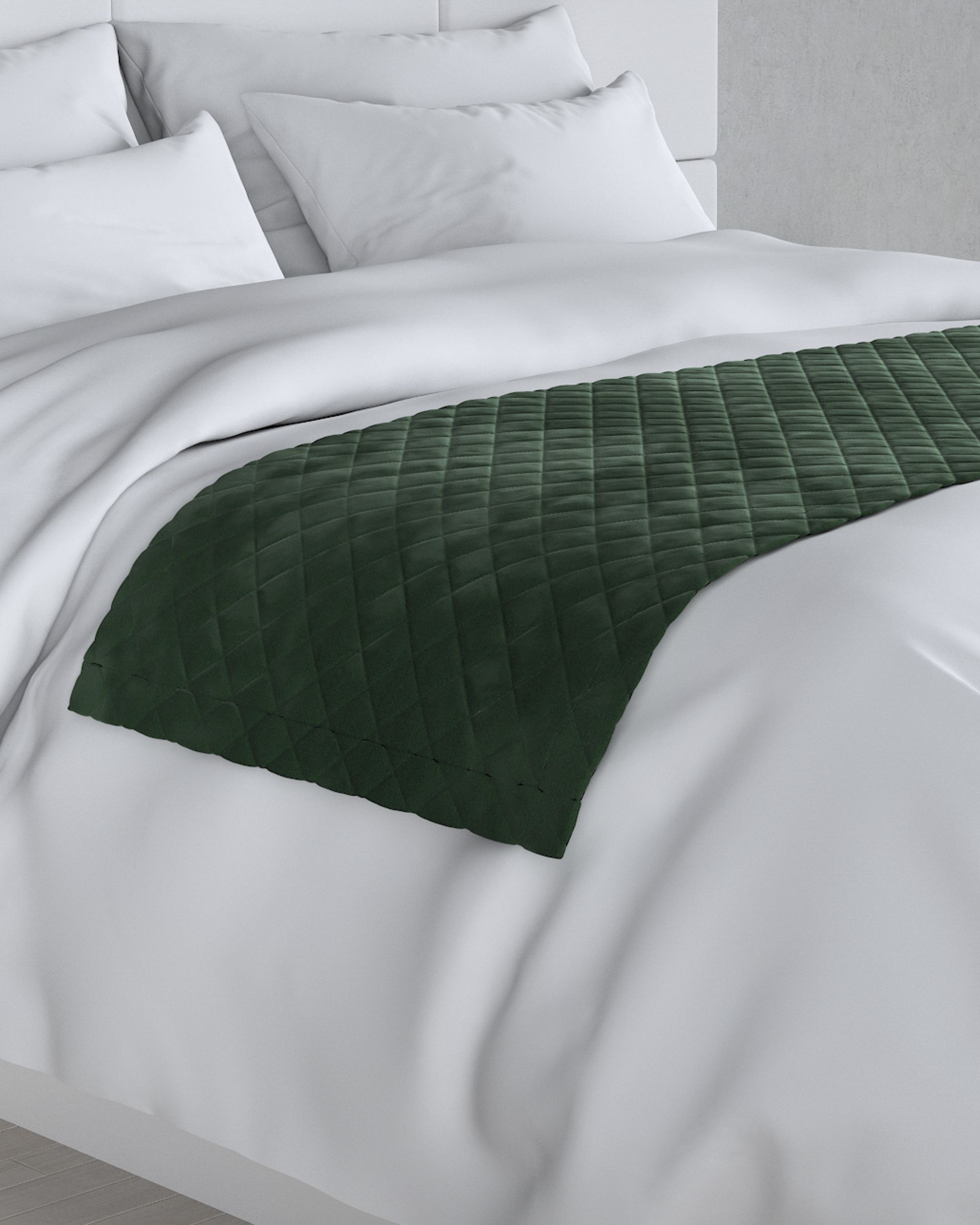 Bársony futó ágytakaró hotel 60x200cm termék színe zöld szövet fényes, welwet