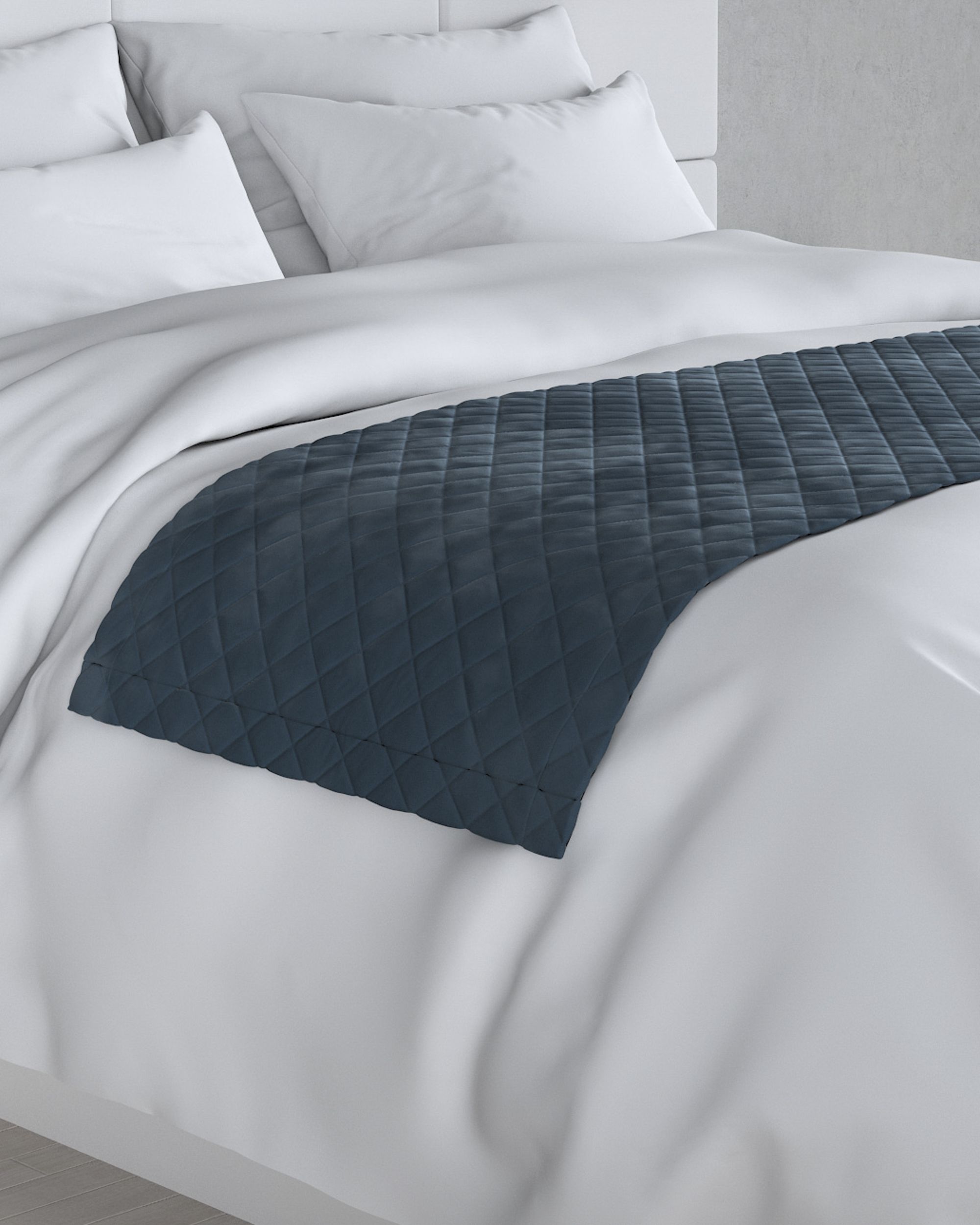 Bársony futó ágytakaró hotel 60x200cm termék színe kék szövet fényes, welwet