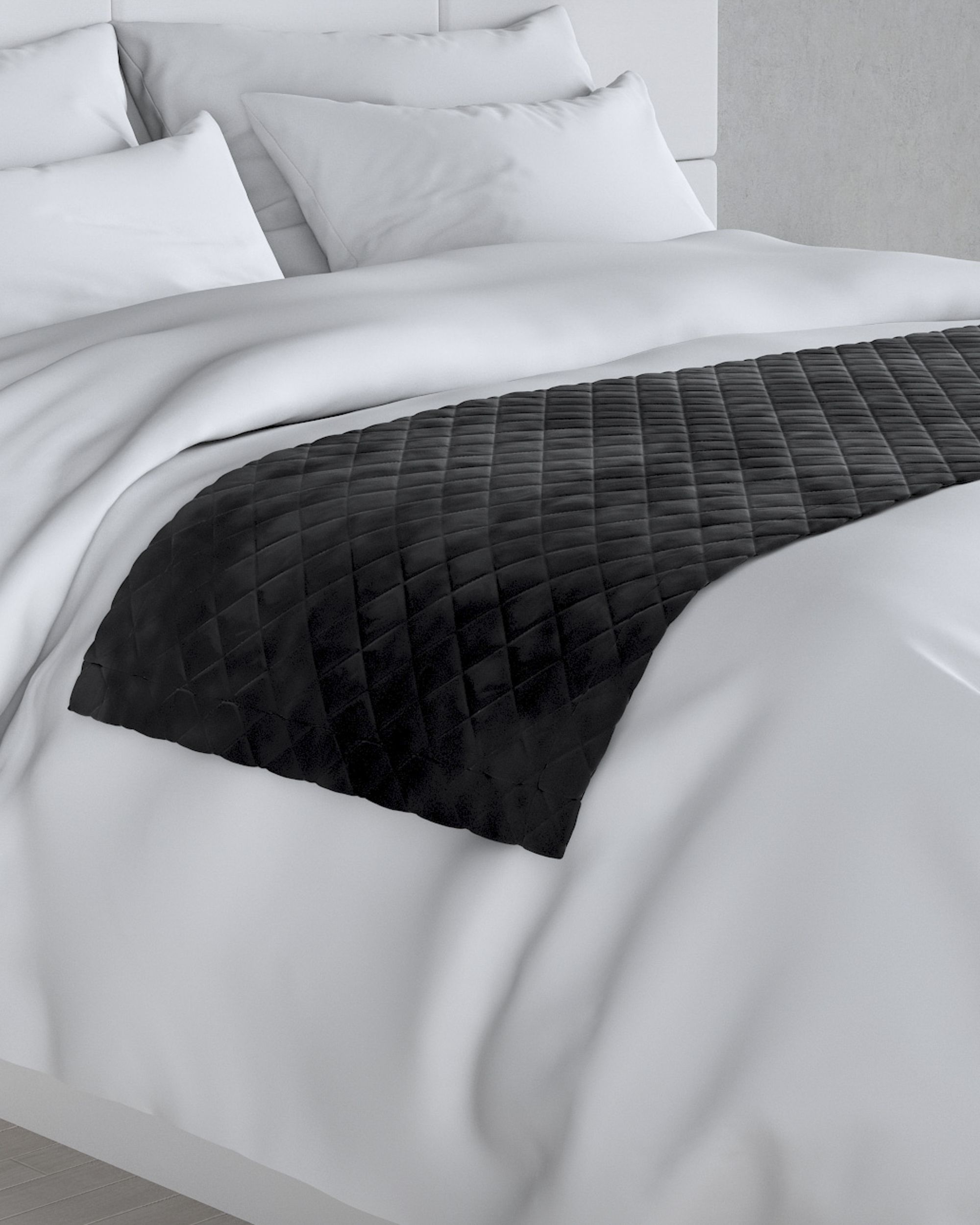 Bársony futó ágytakaró hotel 60x200cm termék színe fekete szövet fényes, welwet