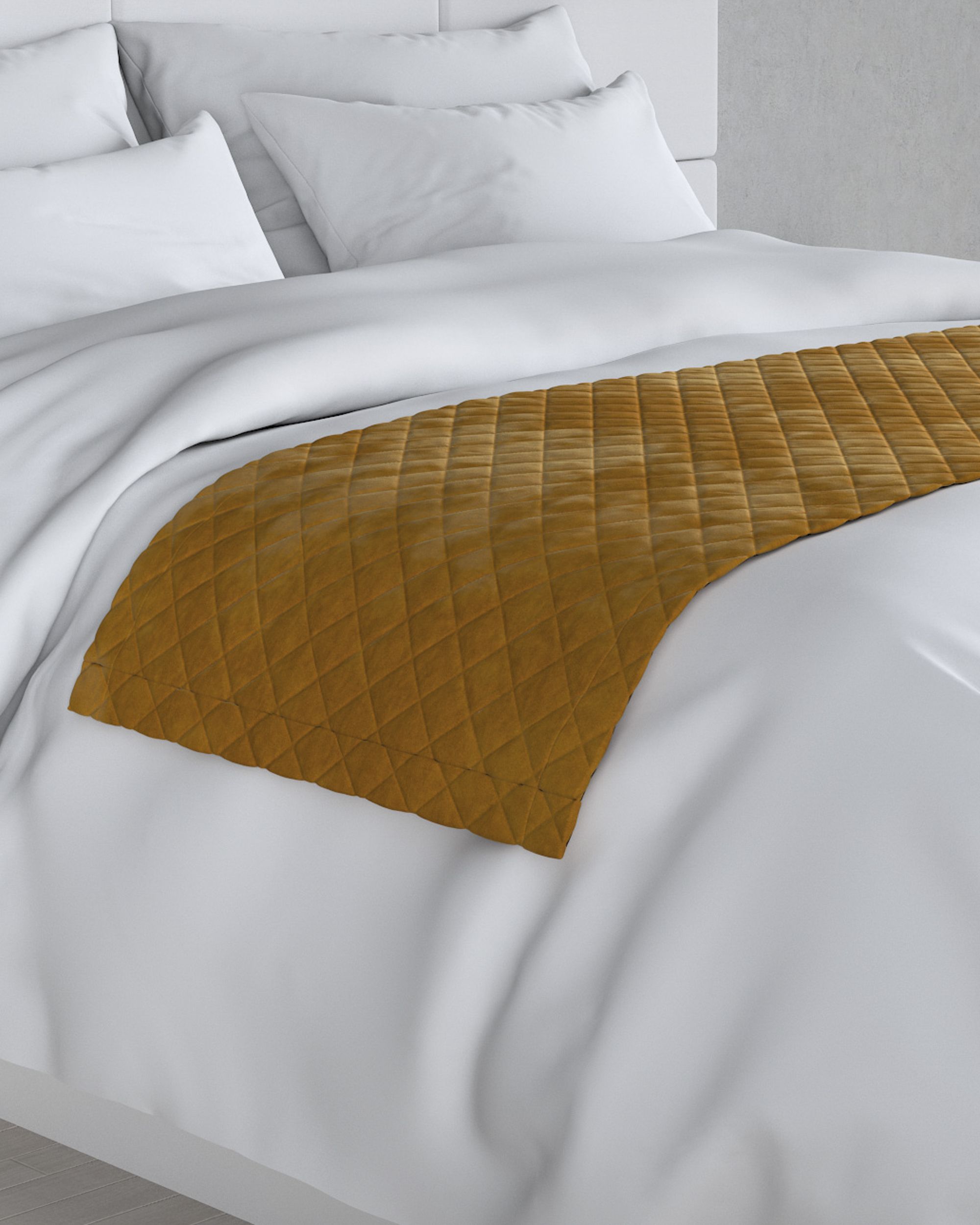 Bársony futó ágytakaró hotel 60x200cm termék színe sárga szövet fényes, welwet