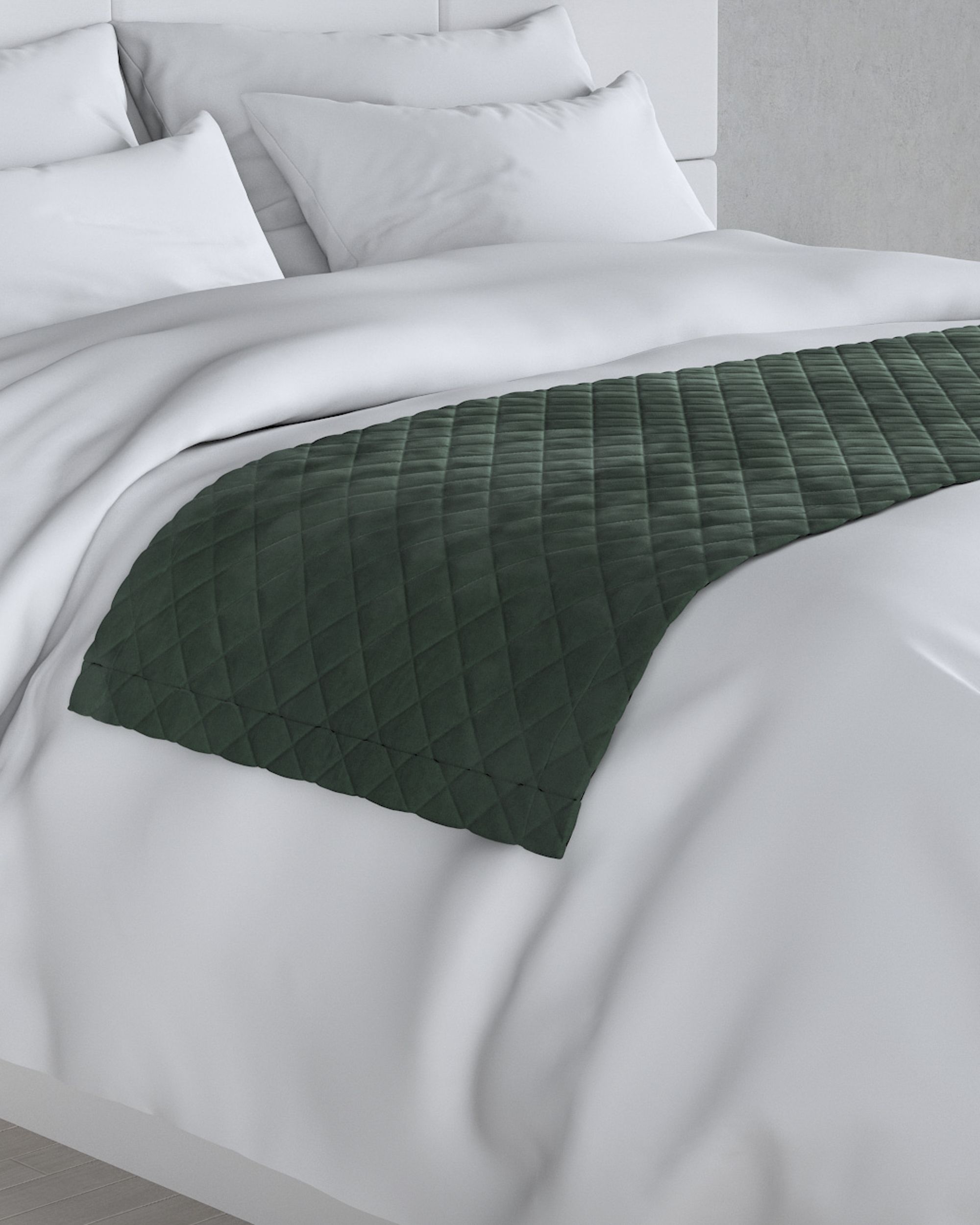Bársony futó ágytakaró hotel 60x200cm termék színe zöld szövet fényes, welwet