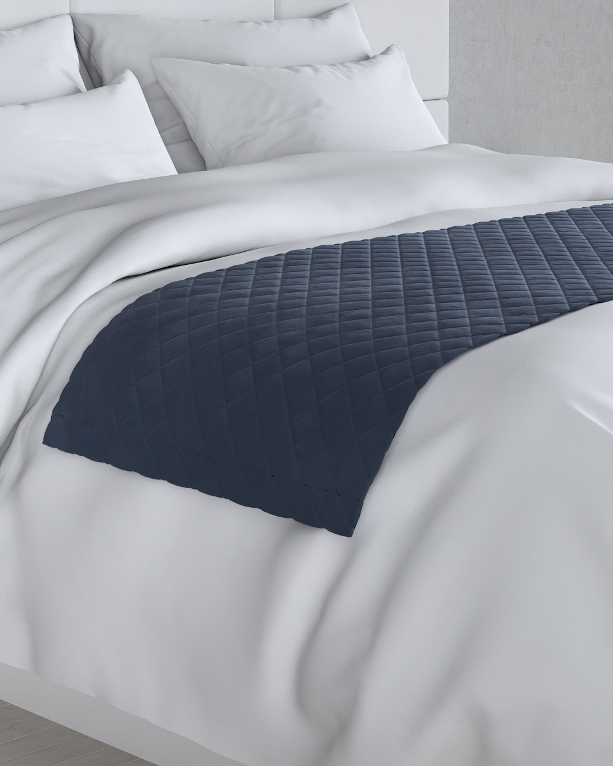 Bársony futó ágytakaró hotel 60x200cm termék színe sötétkék szövet fényes, welwet