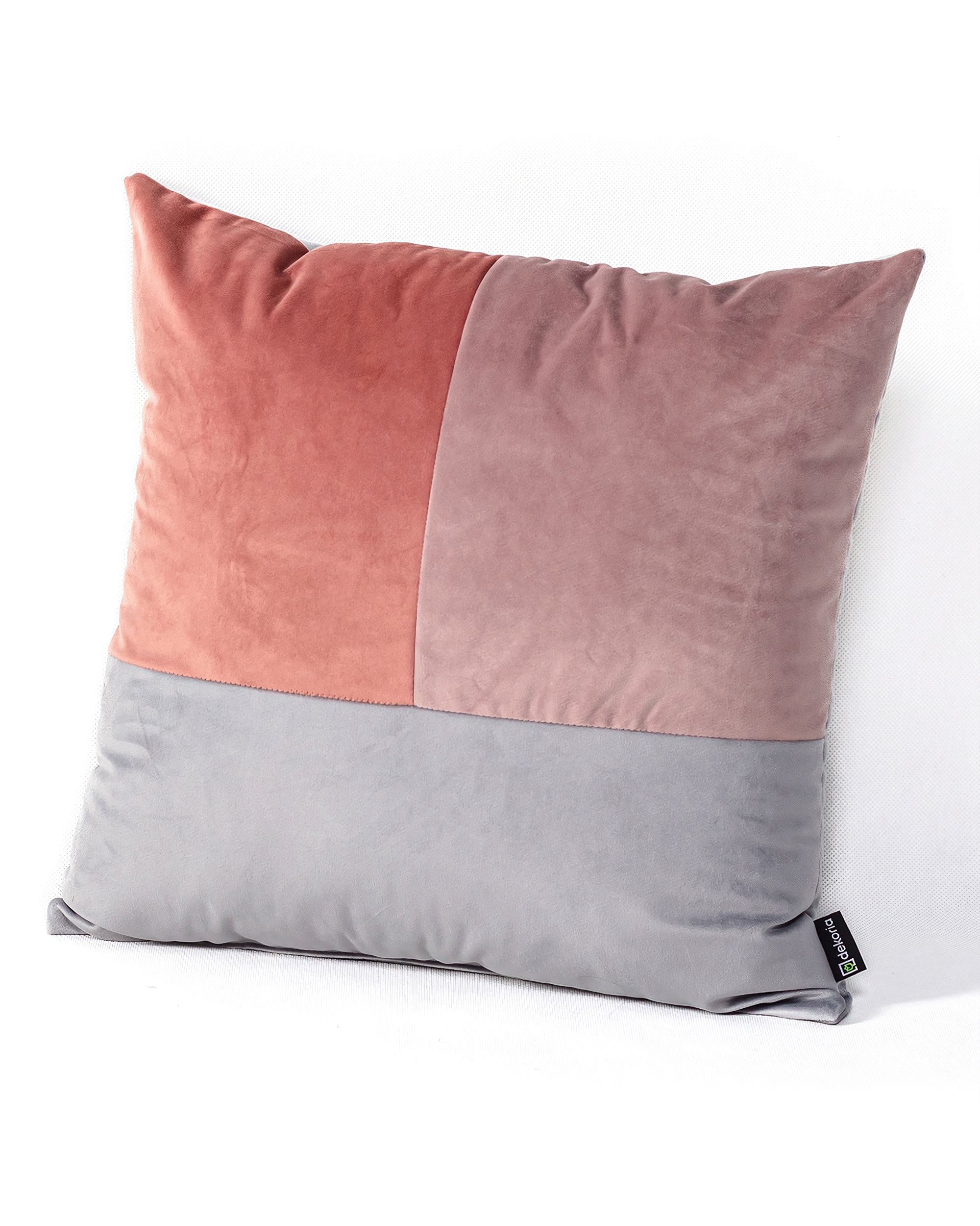Négyzet alakú patchwork párna rózsaszín-szürke-lila