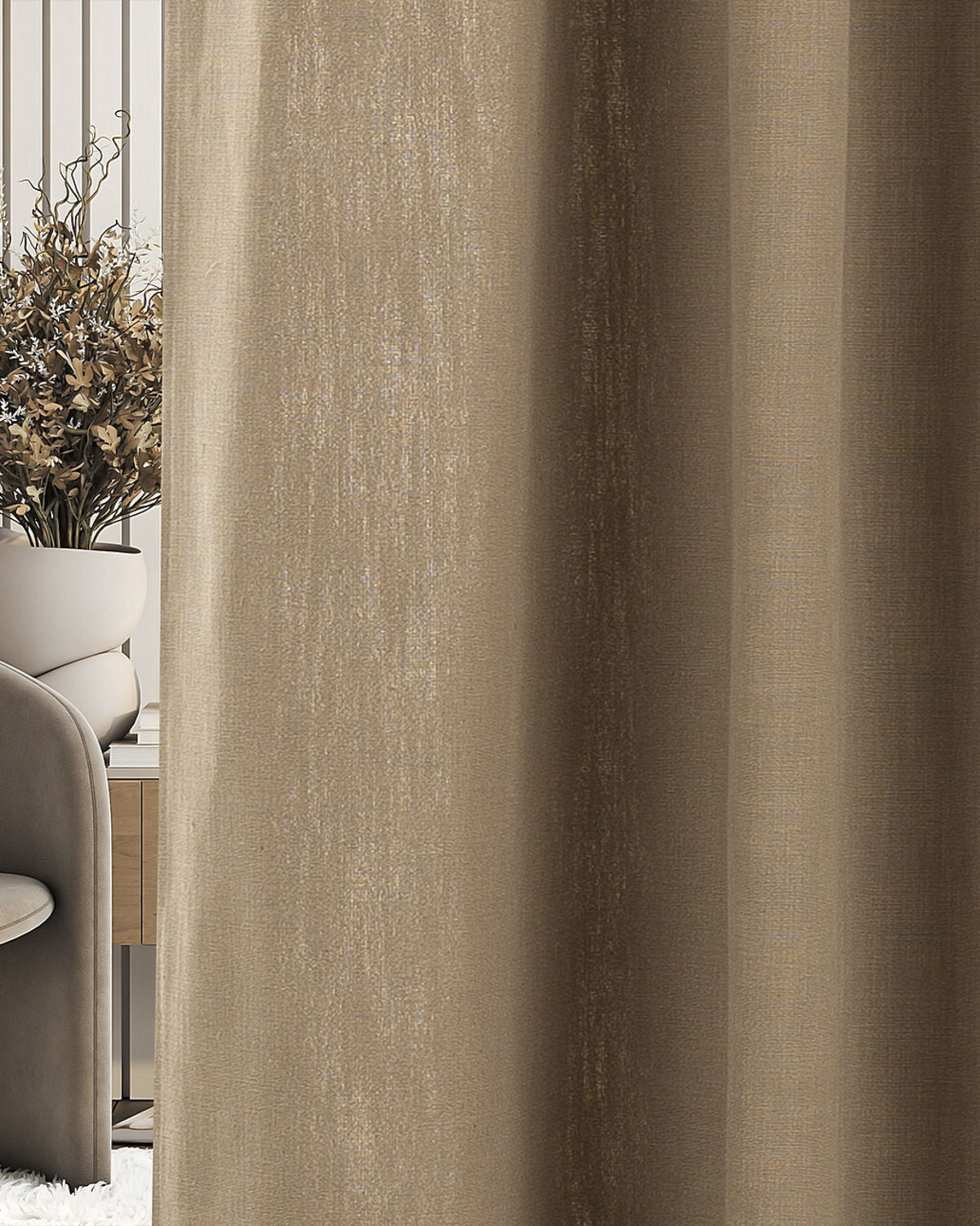 Kész függöny redőzőszalaggal 140x280 cm világosbarna 1 db