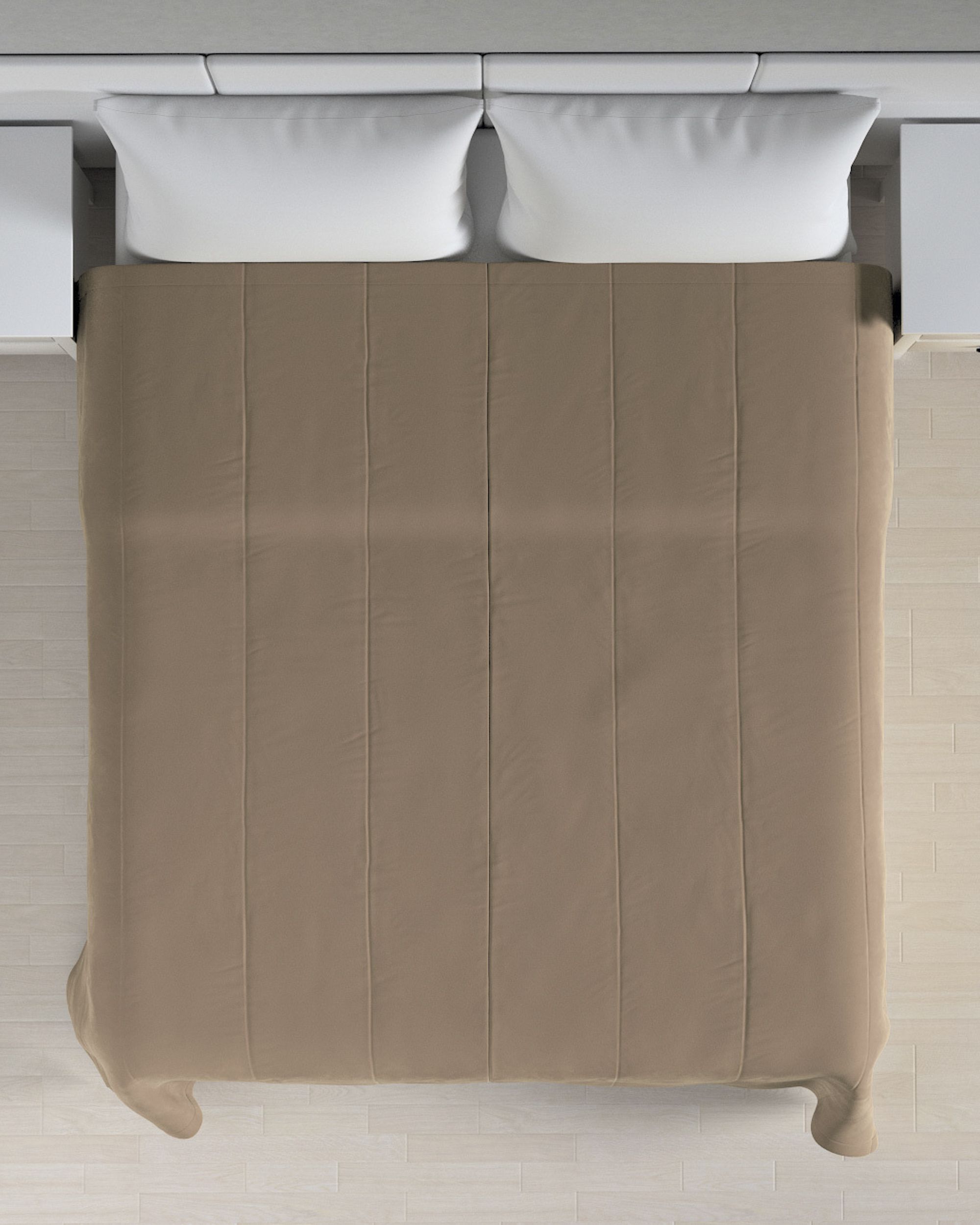 Bársony csíkos steppelt ágytakaró 260 x 240 cm termék színe bézs szövet fényes, welwet (hover)
