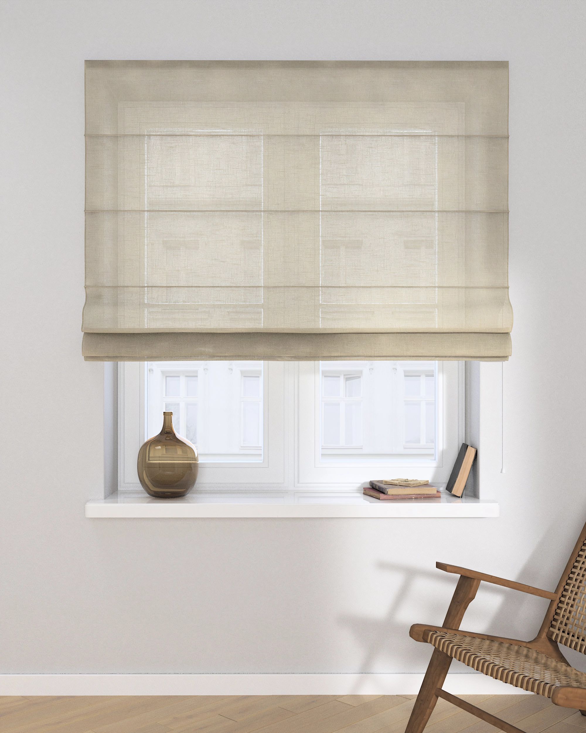 Római roló Capri termék színe krém szövet áttetsző, fonott (hover)