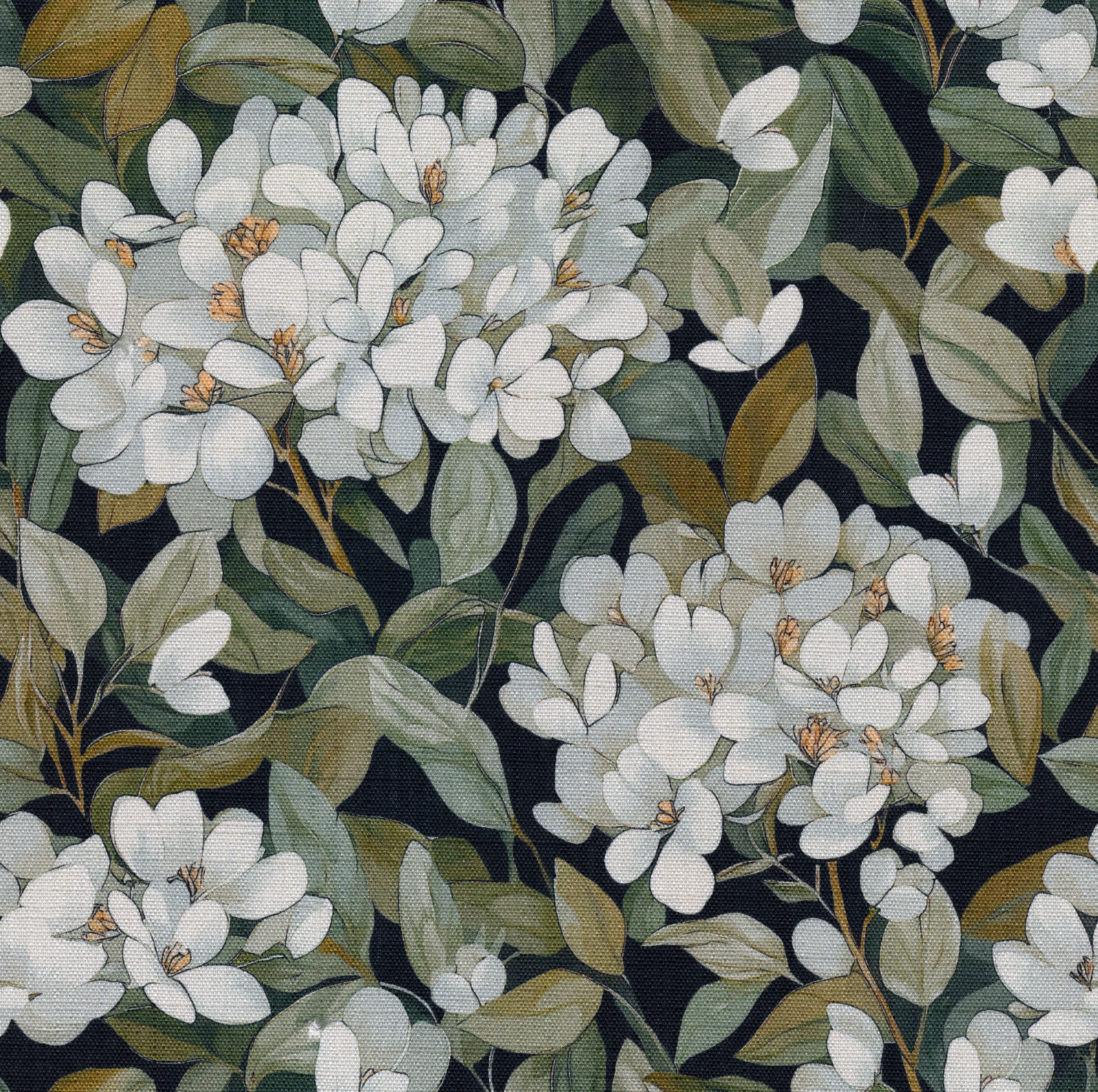 Botanic Viscose 145-19 fényes virágok fekete háttéren