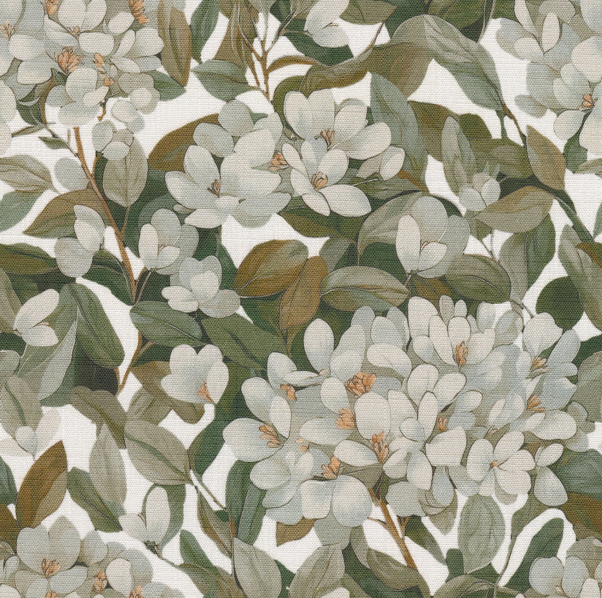 Botanic Viscose 145-20 zöld levelek fehér háttéren